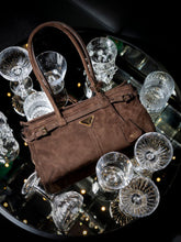 Prada Cocoa Brown Bonnie Medium Suede Handbag