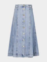 Zimmermann Sea Foam Illuminate Denim Flare Skirt