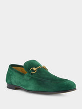 Gucci Jordaan Green Suede Loafers
