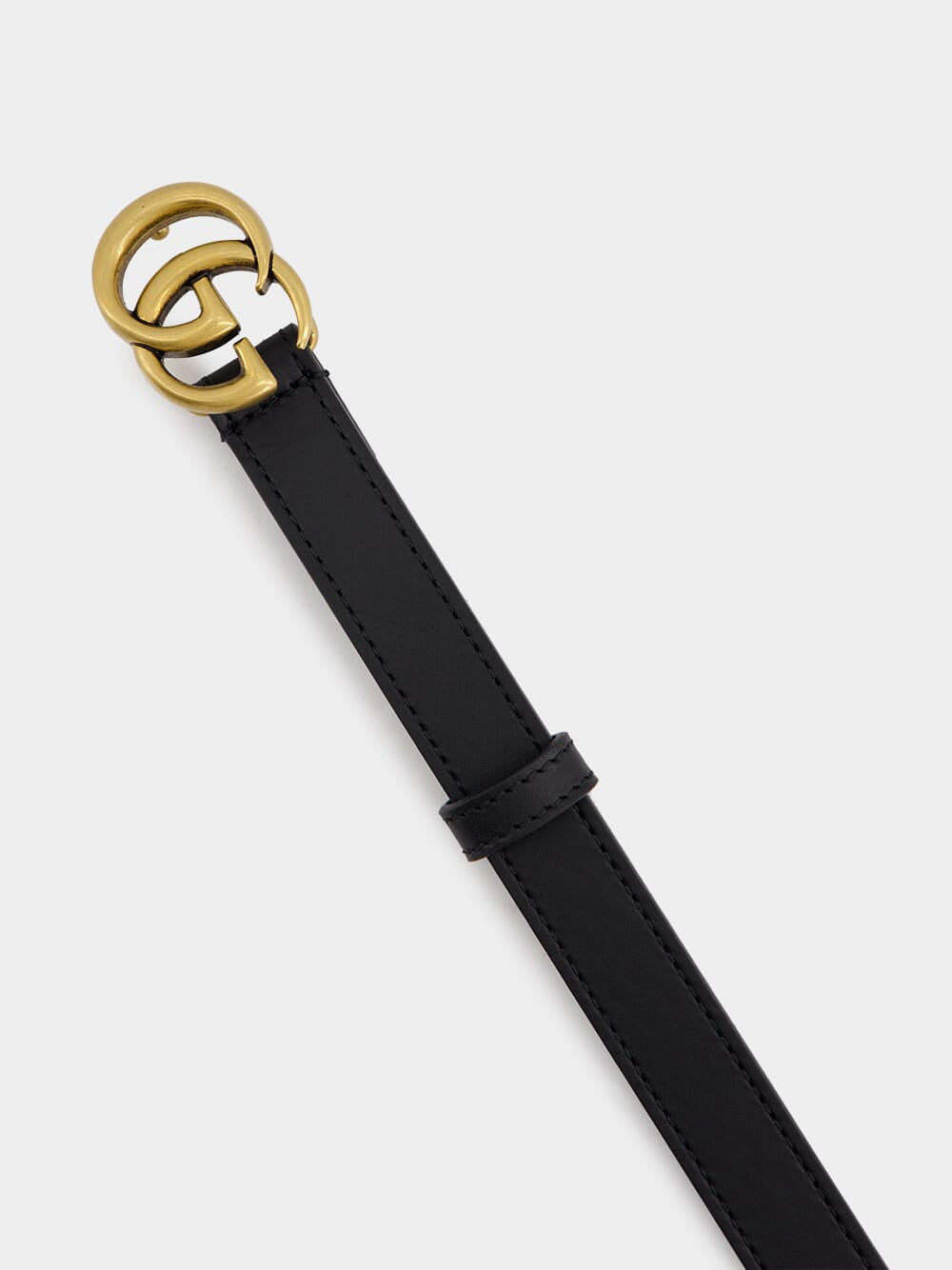 Gucci Black, Gold purchases Double G Buckle Leather Belt