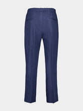 Piacenza 1733 Blue Linen Straight-Leg Trousers
