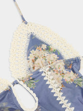 Zimmermann Teal Blue Botanical Flower Cascadian One-Piece