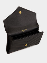 Saint Laurent Cassandre Matelassé Small Envelope Wallet in Black Leather