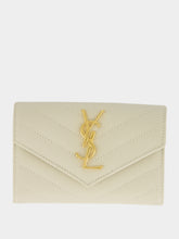 Saint Laurent Cream Small Leather Envelope Wallet