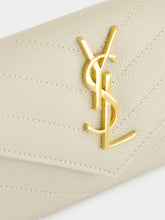 Saint Laurent Cream Small Leather Envelope Wallet