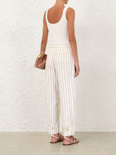 Zimmermann Cream Gold Stripe Illuminate Linen-Blend Trousers