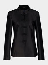 Róhe Black Sculptural Wool-Silk Pankou Blazer