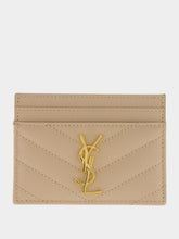 Saint Laurent Dark Beige Cassandre Matelassé Card Case