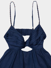 Zimmermann Dark Blue Ascension Twist Front Linen Dress