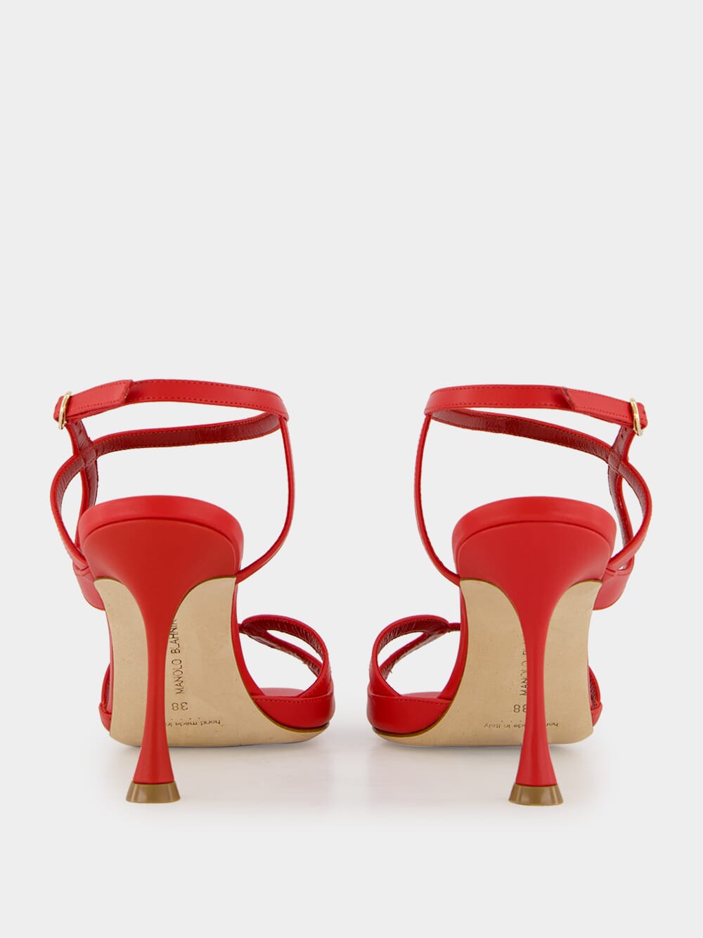 Red Calf Leather Ankle Strap Sandals