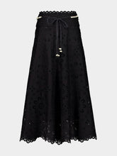 Zimmermann Black Rhiannon Embroidered Midi Skirt