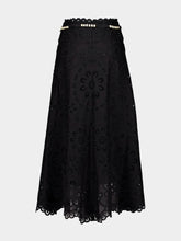 Zimmermann Black Rhiannon Embroidered Midi Skirt