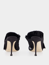 Manolo Blahnik Black Silk Danteuil Pleated High-Heel Mules