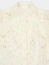 Zimmermann Ivory Rhiannon Embroidered High-Neck Blouse