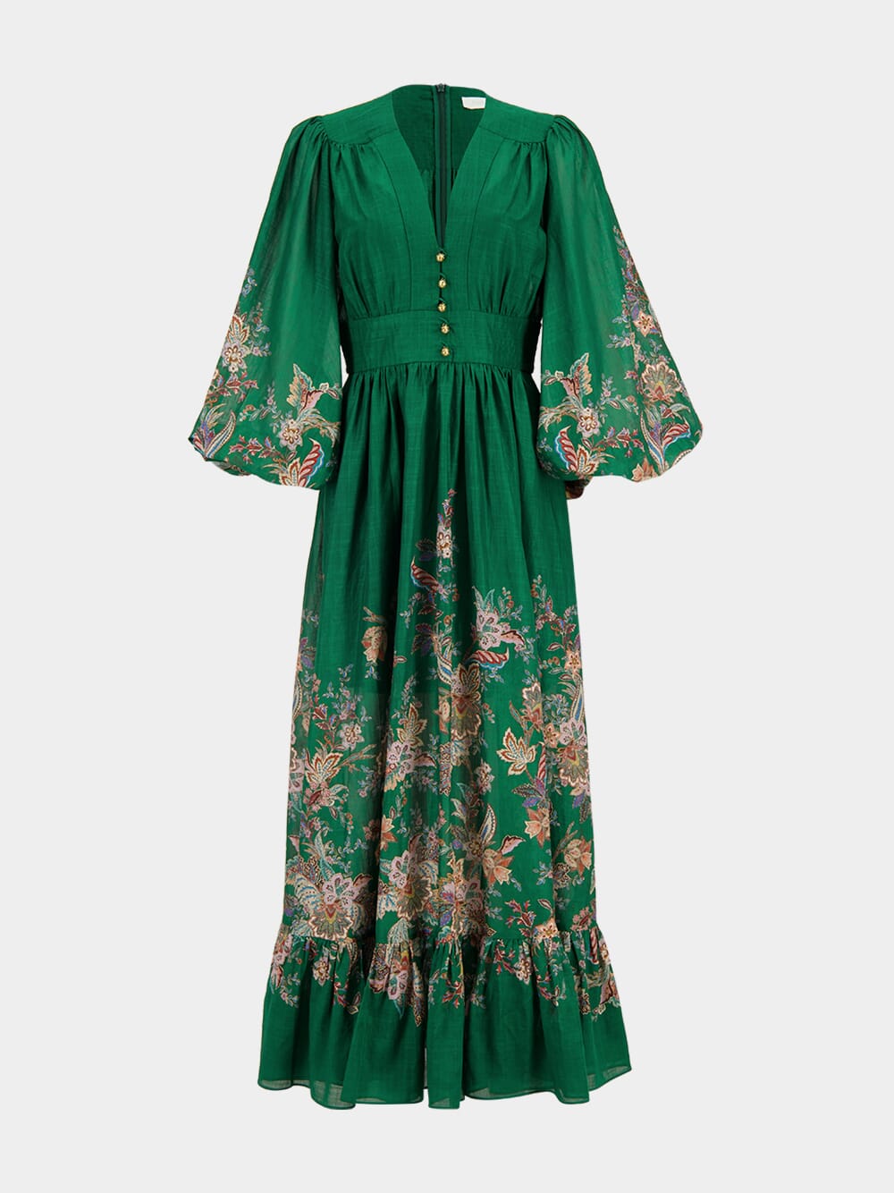 Zimmermann Green Multi Paisley Rhiannon Maxi Dress