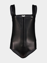 Courrèges Black Leather-Effect Cut-Out Bodysuit