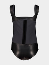 Courrèges Black Leather-Effect Cut-Out Bodysuit