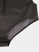 Courrèges Black Leather-Effect Cut-Out Bodysuit