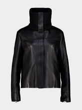 Courrèges Black High Collar Leather Jacket