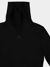 Courrèges Black High Collar Merino Wool Sweater