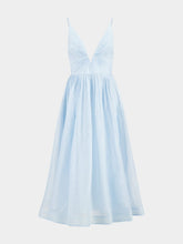 Zimmermann Mint Silk-Linen V-Neck Midi Dress