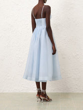 Zimmermann Mint Silk-Linen V-Neck Midi Dress