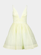 Zimmermann Lemon Silk-Linen V-Neck Mini Dress