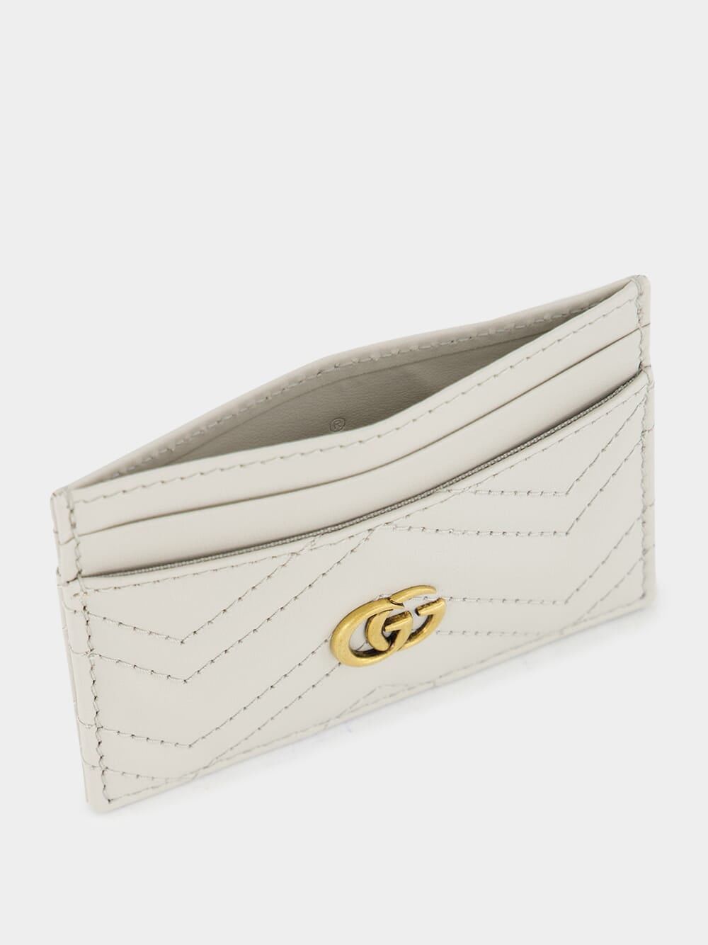 Light Grey GG Marmont Matelassé Card Case