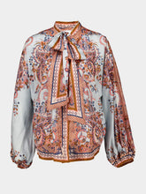 Zimmermann Blue Paisley Flora Aster Silk Blouse