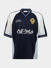 Off-White Blue T-Shirt V-Neck Soccer Cotton