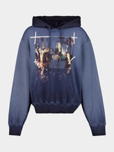 Off-White Blue Graphite Ripped Narciso Hooded Sweatshirt
