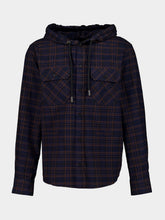 Off-White Blue Graphite Hooded Check Flannel Shirt