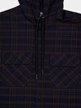 Off-White Blue Graphite Hooded Check Flannel Shirt