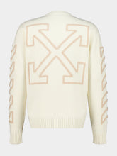 Off-White Cream Fuzzy Arrow Wool Sweater