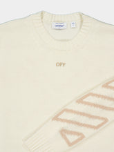 Off-White Cream Fuzzy Arrow Wool Sweater