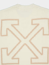 Off-White Cream Fuzzy Arrow Wool Sweater