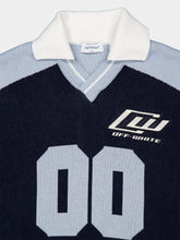 Off-White Navy and Light Blue Sporty Knit Polo