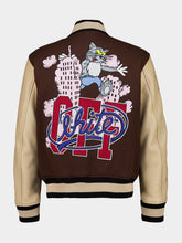 Off-White Brown Patch Varsity Wool Blend Jacket