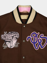 Off-White Brown Patch Varsity Wool Blend Jacket