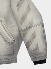 Off-White Sun-Faded Grey Aviator Fleece Denim Jacket