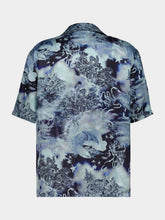 Off-White Blue Bowling Shirt in Printed Viscose