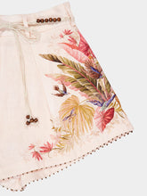 Zimmermann Cream Palm Floral Ascension Tuck Shorts
