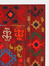 Ornate Red Suzani Kilim Hand-Embroidered Rug