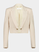 Zimmermann Cream Cropped Hypnotic Wool Blazer