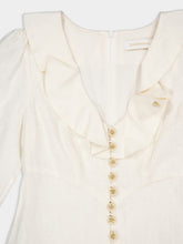 Zimmermann Cream V-Neck Midi Dress with Daisy Buttons