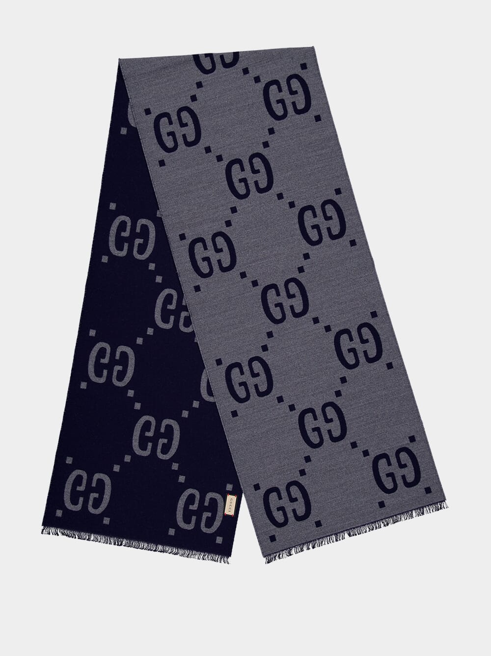 Light Grey GG Jacquard Wool Silk Scarf