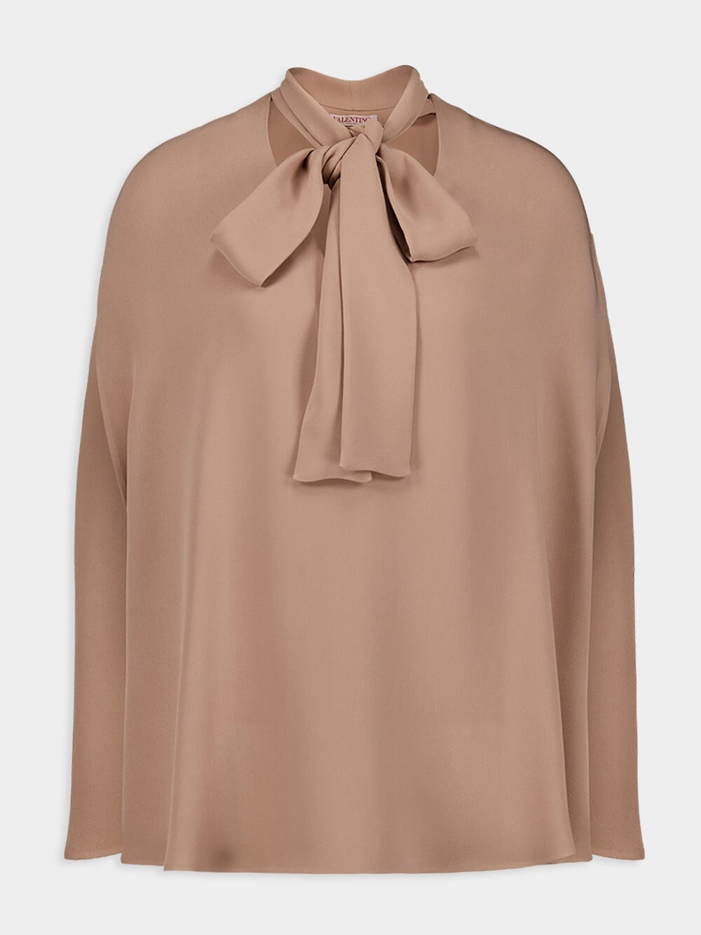 VGold caped tie-neck silk blouse