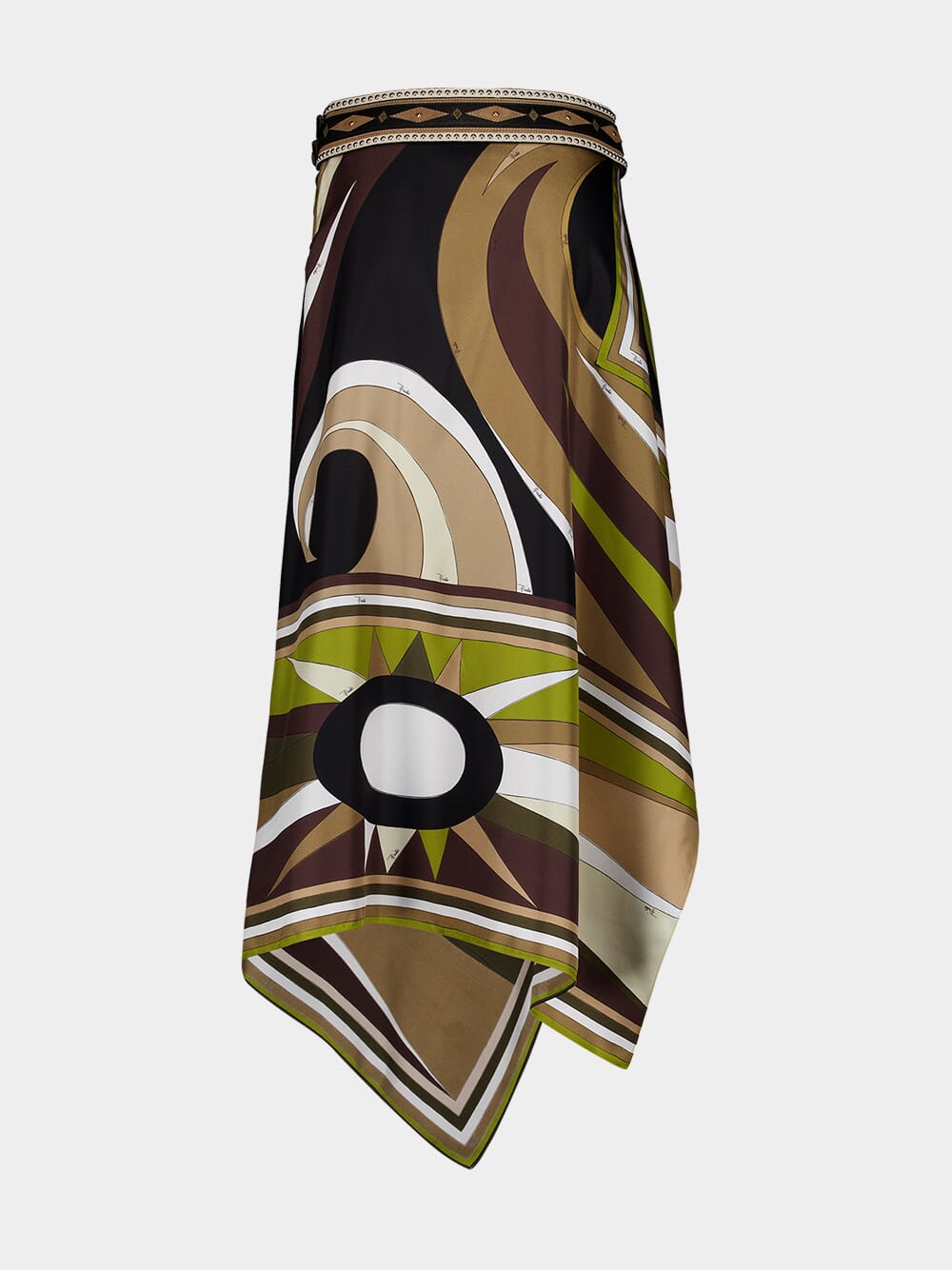 Cigni-Print Silk-Twill Skirt