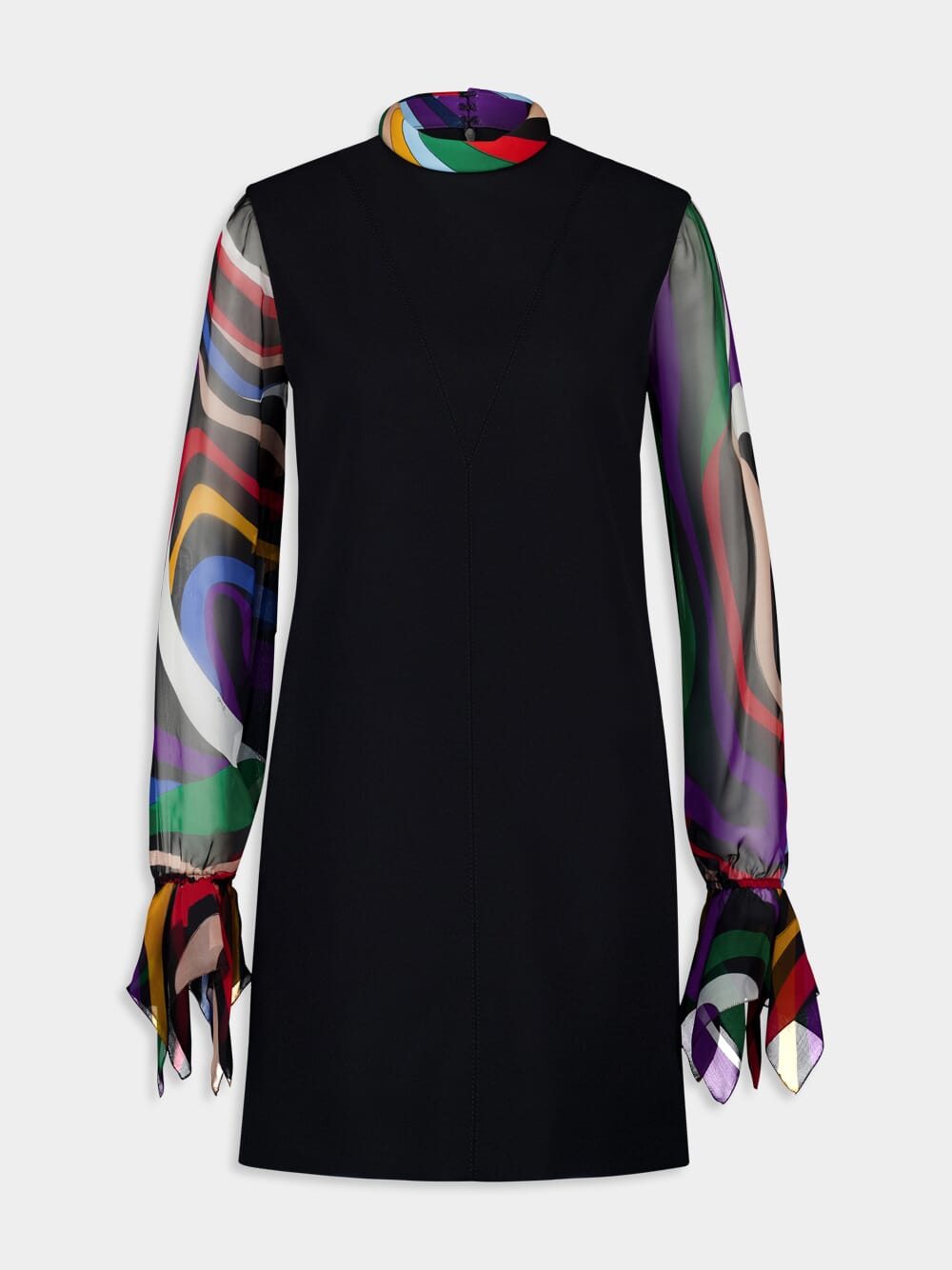 Black Marmo-Print Mini Dress