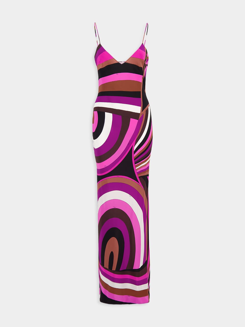 Fuchsia Pink Iride-Print Silk Dress